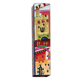 Large Wooden Mezuzah- Jerusalem