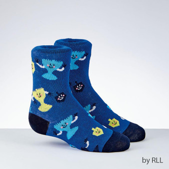 Chanukah Socks, Kids Crew, Menorah Design, Carded