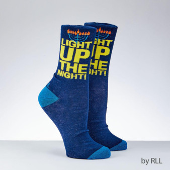 Chanukah Socks, Adult Crew, "light Up The Night", Carded