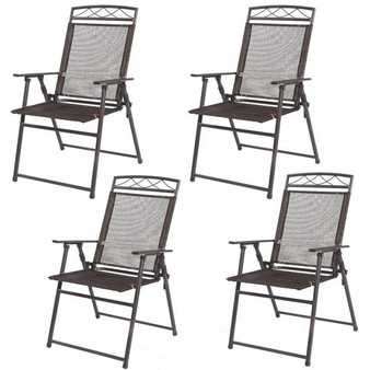 Set of 4 Outdoor Folding Sling Chairs High Quality Modern Chair Set Garden Outdoor Patio Home Furniture HW52894