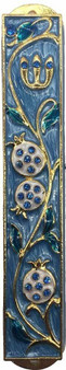 Mezuzah Pomegranate 12 cm Blue