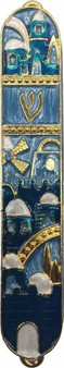 Mezuzah Jerusalem 12 cm Blue