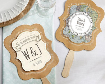 Personalized Kraft Fan - Eat, Drink & Be Married (Set of 12)