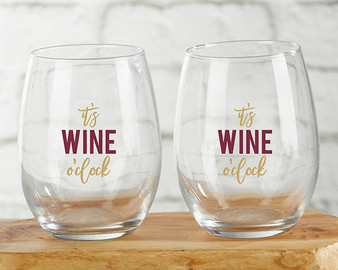 It's Wine O'Clock 15 oz. Stemless Wine Glass (Set of 4)