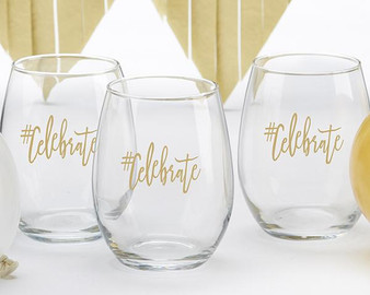#Celebrate 15 oz. Stemless Wine Glass (Set of 4)
