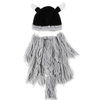 Funny Purim Knitted Beard Horn Hat