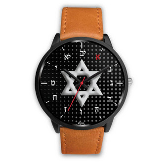 Star Of David Carbon Fiber Hebrew Watch