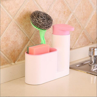 2 in 1 Kitchen Storage Rack for Cleaning Rack Washing Sponge Brush Sink Detergent Soap Dispenser Bottle Kitchen Organizer Gadget