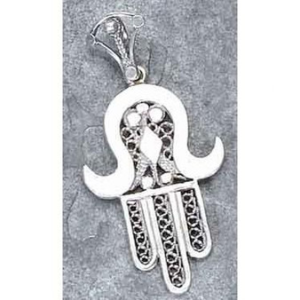 Silver Hamsa Filigree Pendant