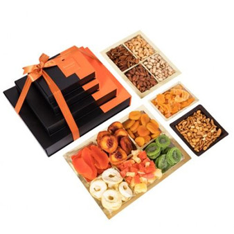 4 Tier Deluxe Dried Fruit Gift Platters & Gift Boxes