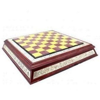 Wood and Silver Chess/Checker Set