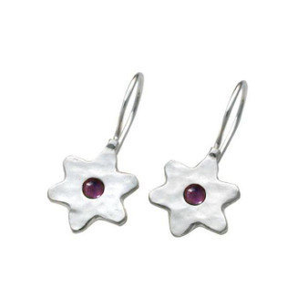 Silver Star Of David Ruby Red Stones