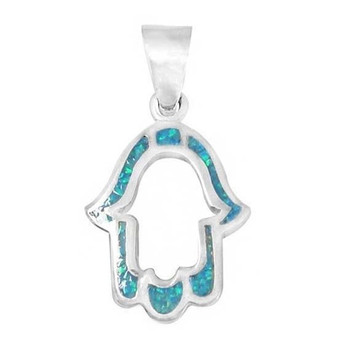 Opal & Silver Hamsa Pendant