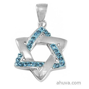 Silver Blue Stone Star Necklace Pendant