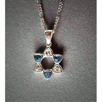 Pale Blue Heart Shaped Cubic Zirconia Star Of David