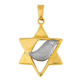 Star Of David Pendant With Dove And Diamond