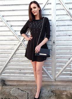 Women Pearl Embellished Party Dress