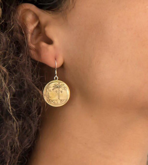 Israeli Old, Collector'S Coin Dangling Earrings - 10 Agorot Coin Of Israel