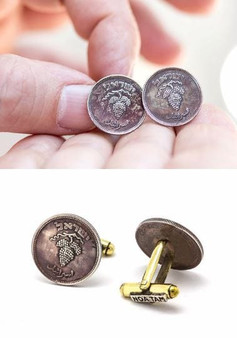 Coin Cufflinks with 25 Pruta Coin of Israel