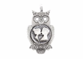 Owl coin necklace with the couple coin medallion 925 sterling silver coin medallion one of a kind handemade design