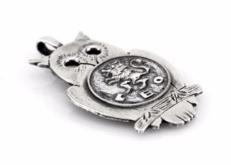 medallion necklace with the Leo medallion of The Zodiac ahuva coin jewelry one of a kind owl zodiac necklace