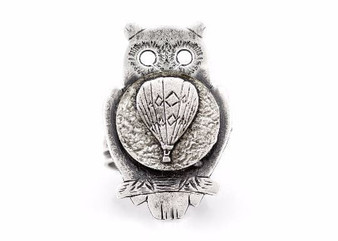 coin ring with the Hot Air Balloon coin medallion on owl flying jewelry ahuva