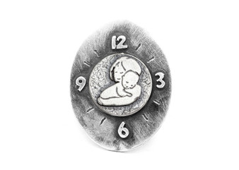 Mother and Child Unconditional Love Coin Medallion Clock Ring