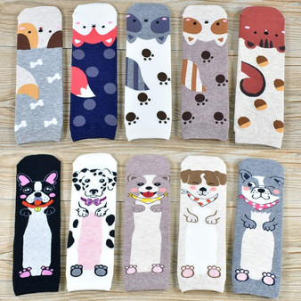 High Quality Popular New Cartoon Pug Kitten Pattern Cotton Socks