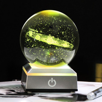 New 80mm K9 3D Laser Engraved Crystal Solar System Planet Ball with a Touch Switch