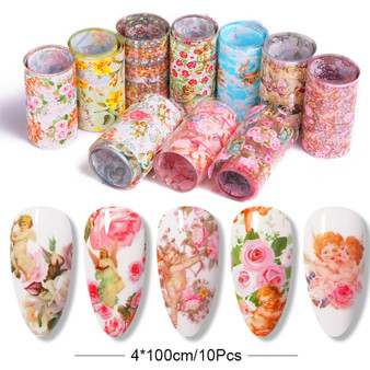 10PCS/Set Serpentine Leopard Flower Nail Foils Sticker for Nail Decoration