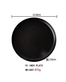 Round Matte Black Design Porcelain Dinner Plate for Salad Or Pasta