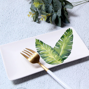 Rectangle Ceramic Green Dinner Plate