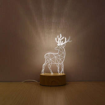 Creative Wood Grain Novelty Illusion Newest 3D LED Night Lamp For Home Decoration