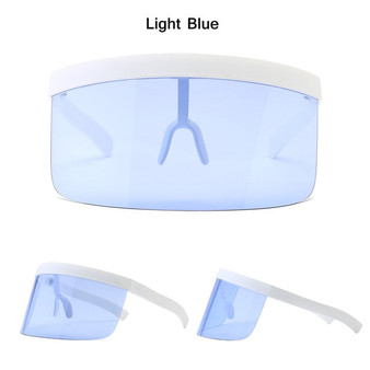 Flat Top Solid Color Women Oversize Shield Visor Sunglasses