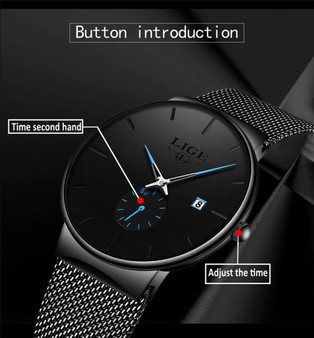 Top Brand Luxury Casual Ultra-Thin Minimalist Quartz Date Displaying Men's Wristwatch