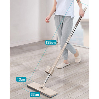 Self-Wringing 360 Rotating Wooden Free Hand Washing Magic Spin Mop for Household Floor Cleaning