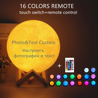 Rechargeable 3D Print Photo/Text Custom Moon Light Night Lamp