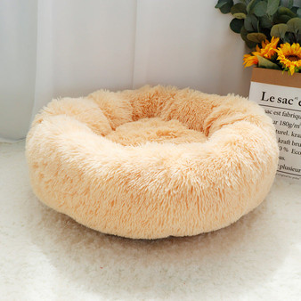 Top Selling Warm Soft Long Plush Round Shape Best Pet Dog Sleeping Bed