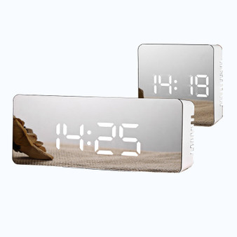 LED Mirror Alarm Clock Digital Snooze Table Clock for Home Decor