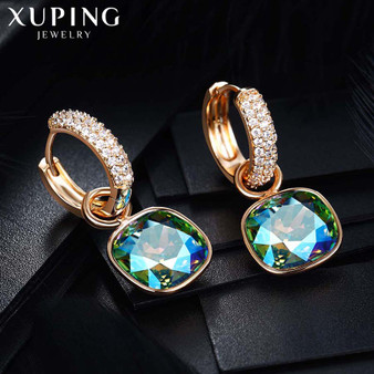 Beautiful Exquisite Crystals from Swarovski Gold Color Plated Earrings for Women