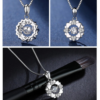 Trendy 925 Sterling Silver Cubic Zircon Pendant Necklace for Women