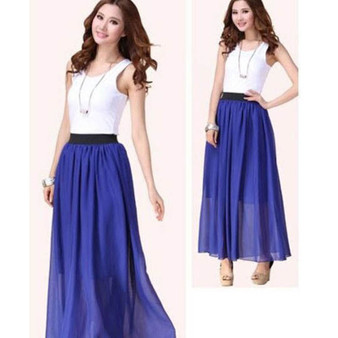 Fashionable High Quality Chiffon Candy Color Long Skirt for Women