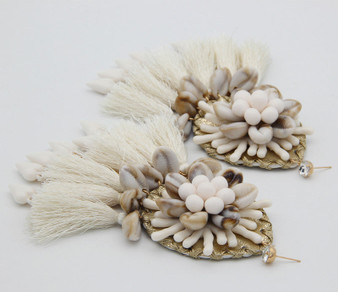 Handmade Boho Ethnic Shell Beads Dangle Earrings for Women