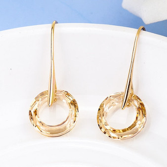 Fancy Stone Circle Drop Crystal Earrings for Women