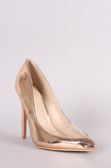 Metallic Pointy Toe Clear Inset Stiletto Pump