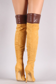 Liliana Suede Pointy Toe Lace-Up Over-The-Knee Boots