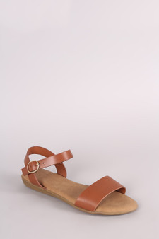 Bamboo One Band Ankle Strap Flat Sandal