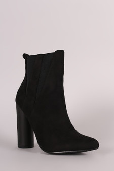 Suede Pointy Toe Round Heeled Ankle Boots