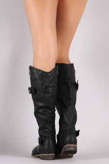 Zipper Buckle Riding Knee High Boot