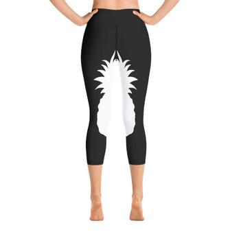 Back and White Pineapple Yoga Capri Leggings